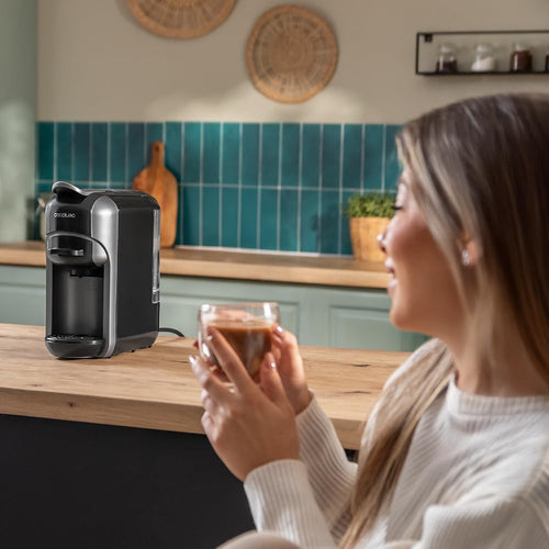 Cafetière espresso très compacte 3 en 1, machines à café à capsules Noir