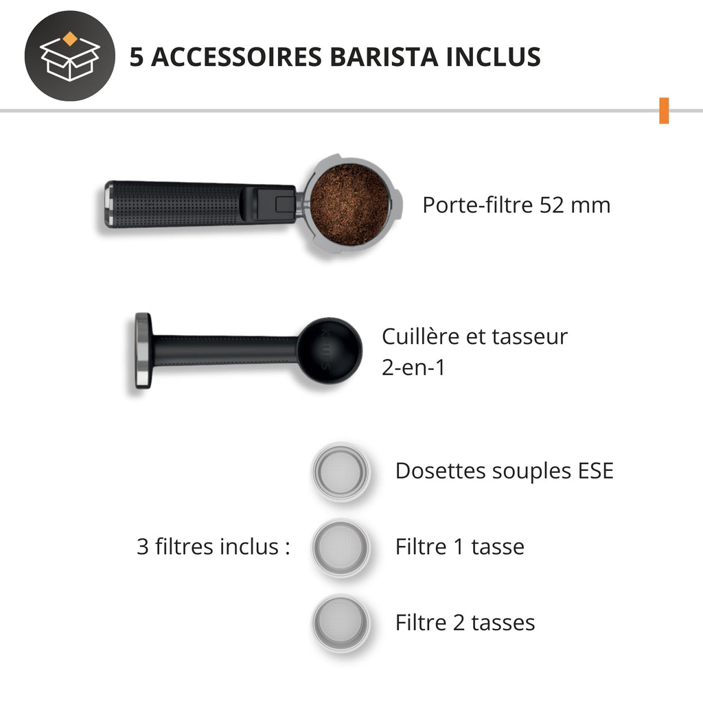 Virtuoso+, Machine expresso manuelle, Café à pompe, Noir