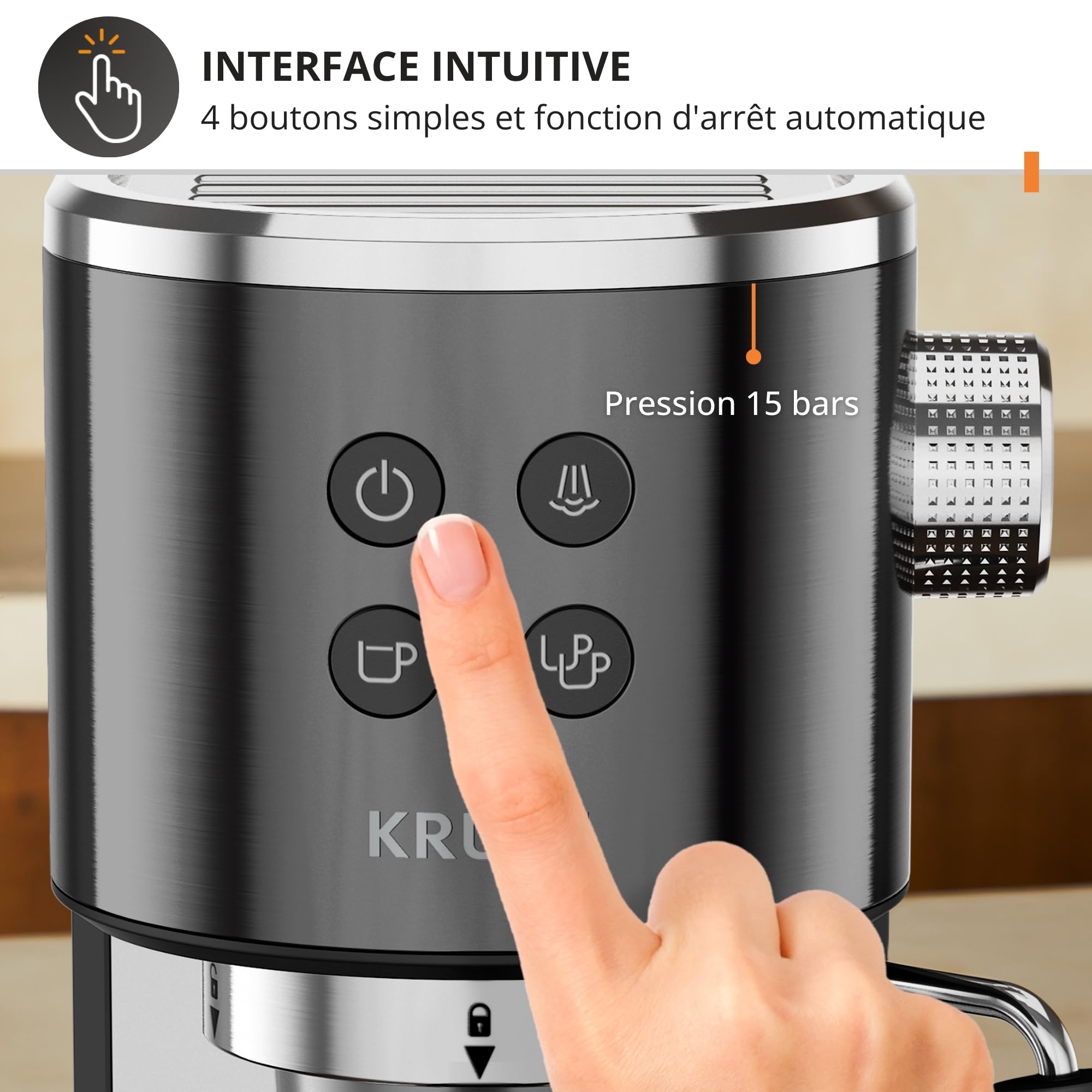 Virtuoso+, Machine expresso manuelle, Café à pompe, Noir