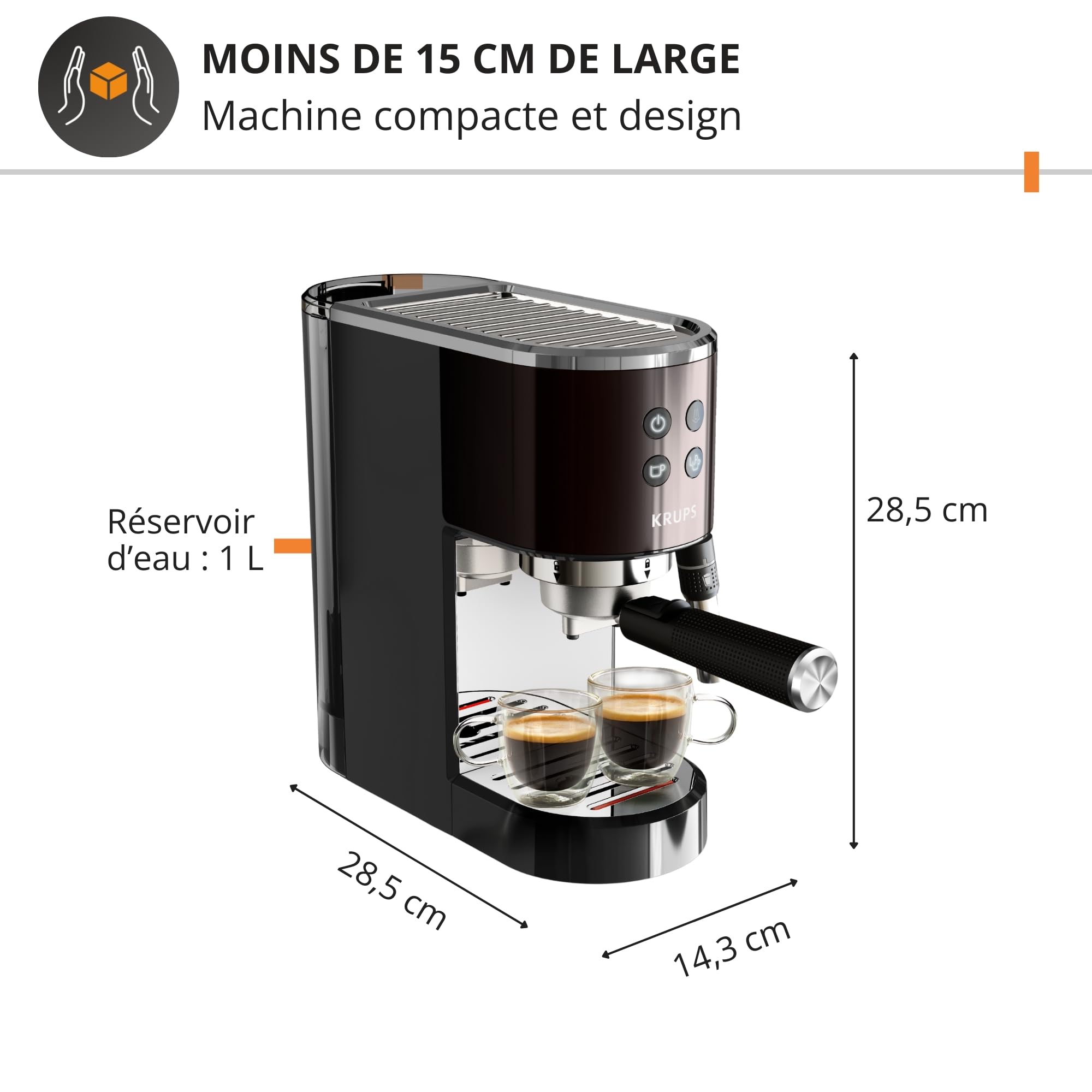 Virtuoso+, Machine expresso manuelle, Café à pompe, Noir