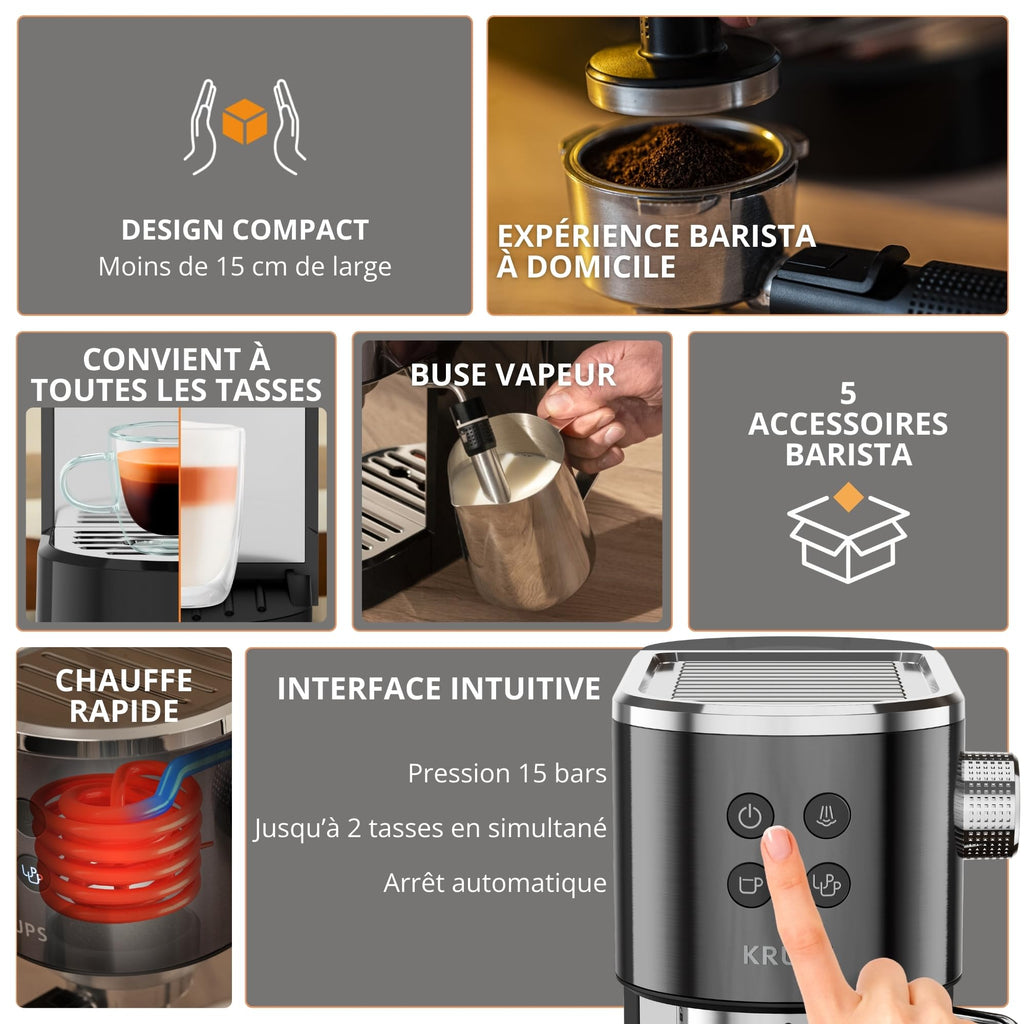 Virtuoso+, Machine expresso manuelle, Café à pompe, Noir